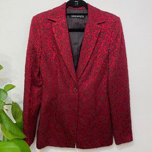 Tahari Red Floral Embroidered Blazer